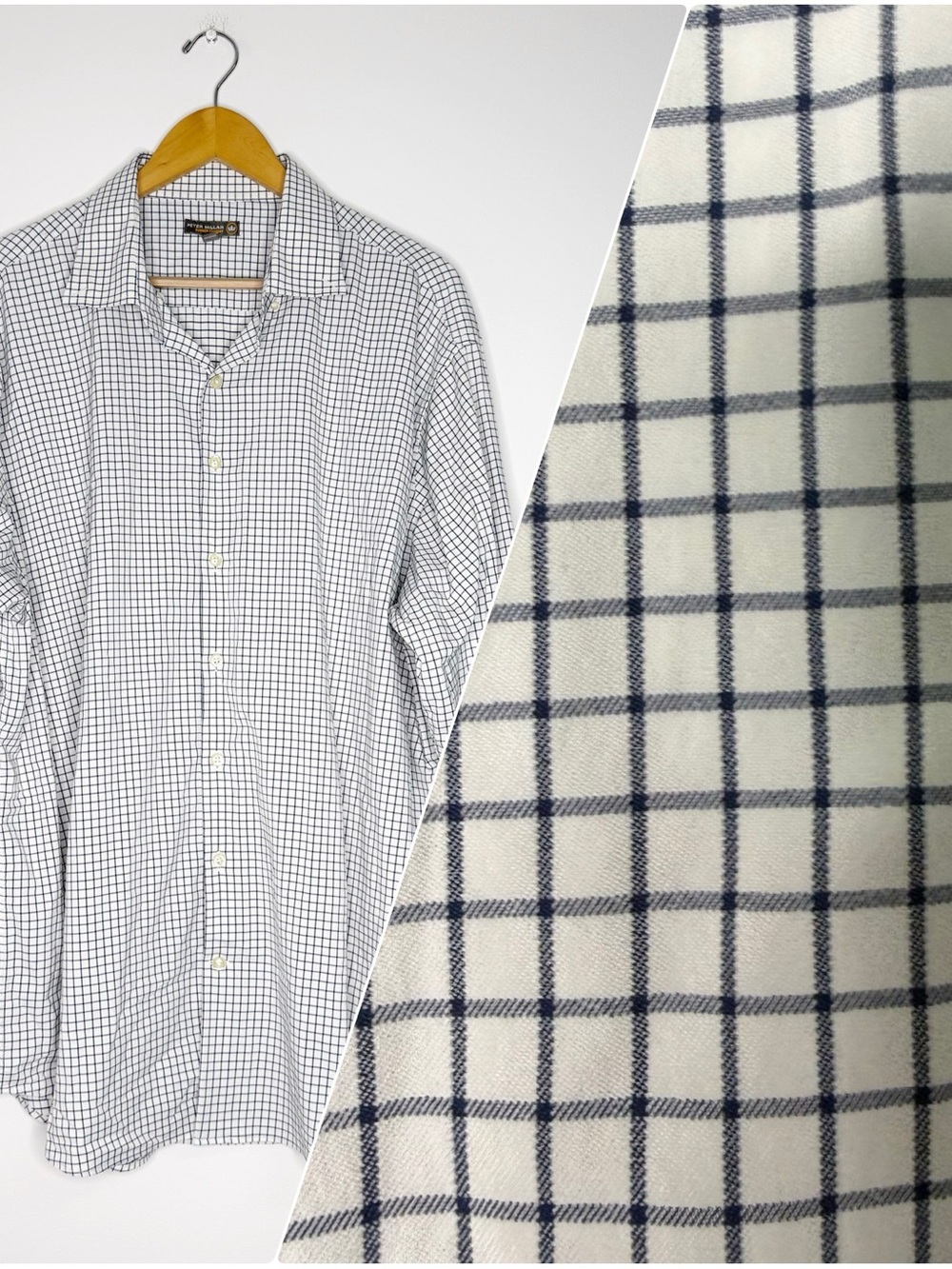 Peter Millar Summer Comfort Check Button Down Shirt White Gray XXL